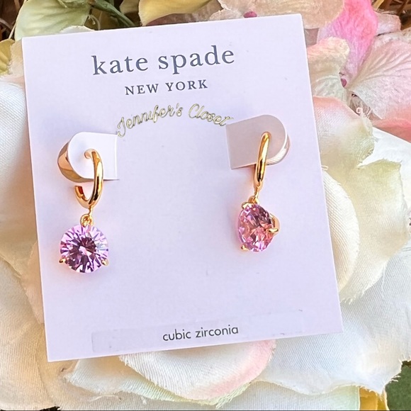 NWT♠️ Kate Spade Crystal Drop Huggie Earrings - Picture 5 of 6